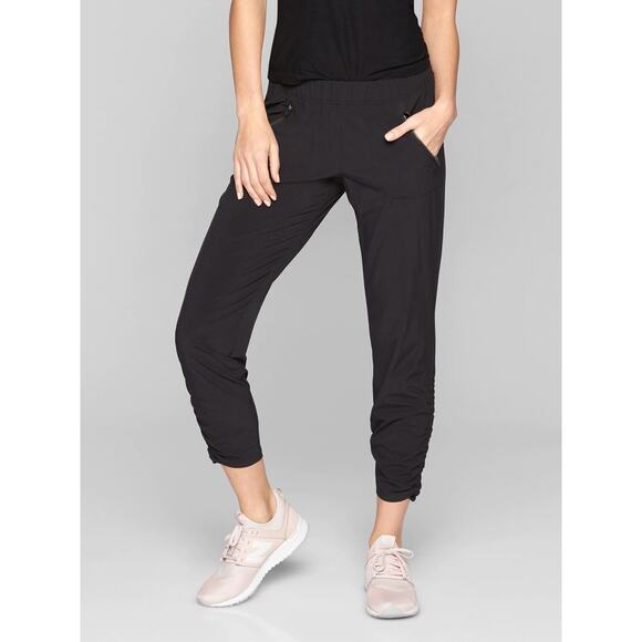 Athleta Women's Black Aspire Ankle Pants Elastic Waistband Zipper Pocket  Size 6 - Picture 1 of 9